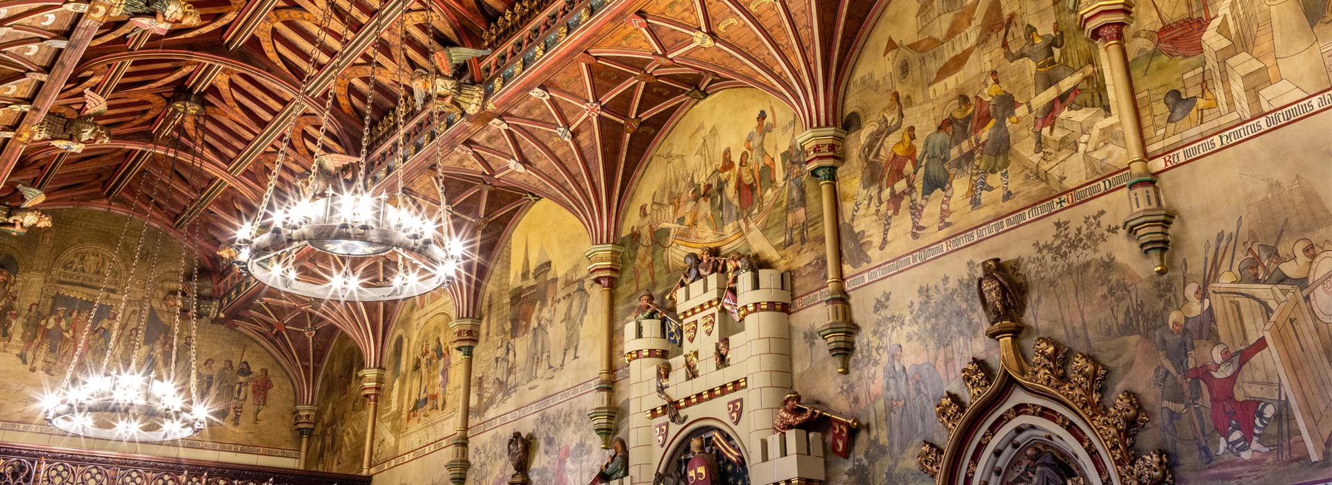 A view of the Banqueting Hall inside Cardiff Castle